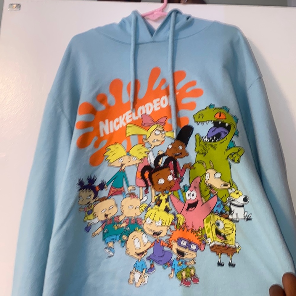 Blue Nickelodeon Cropped Hoodie